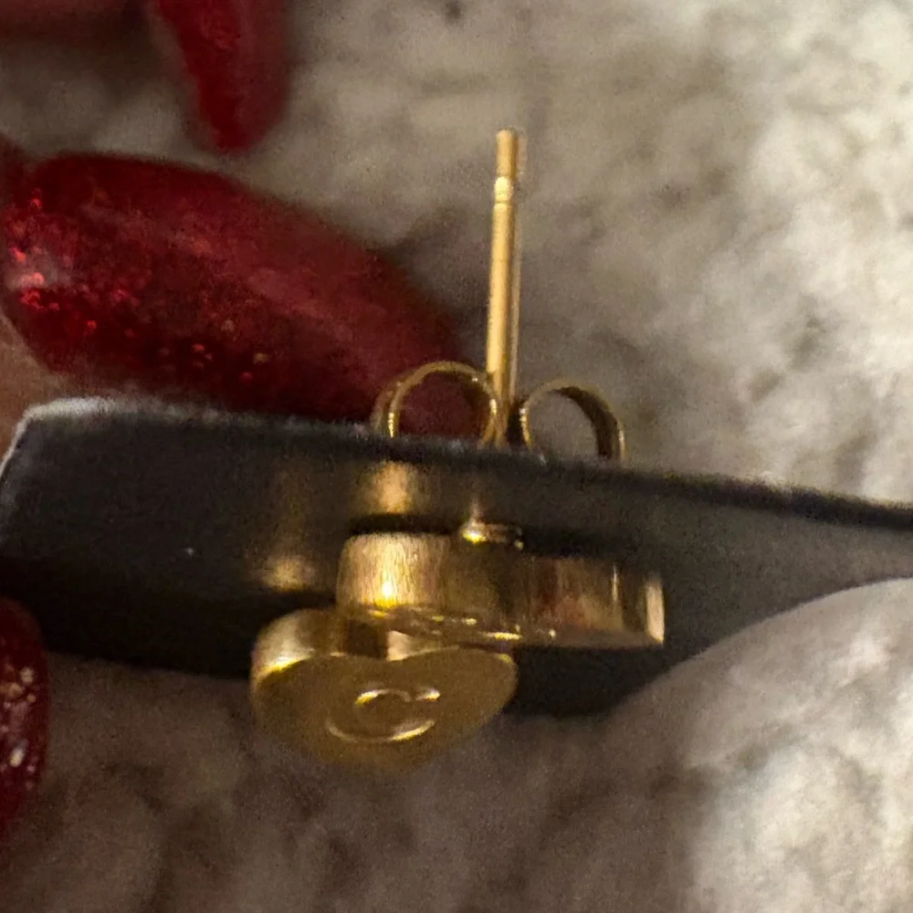 Earrings Studs- C Stainless Steel Initial C Letter Stud Gold Tone Earrings nwt - Picture 8 of 8